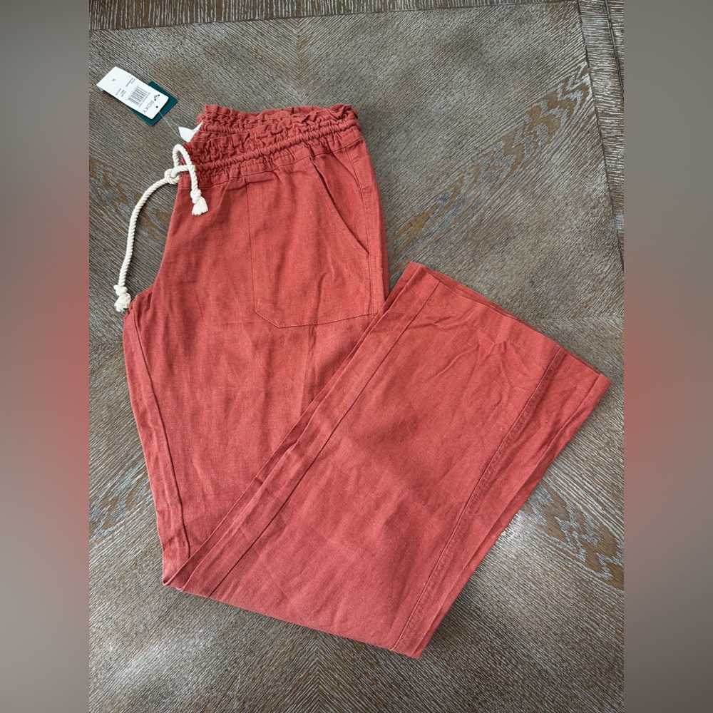Roxy Women's Boot Cut Pants in Rust Red with Drawstring